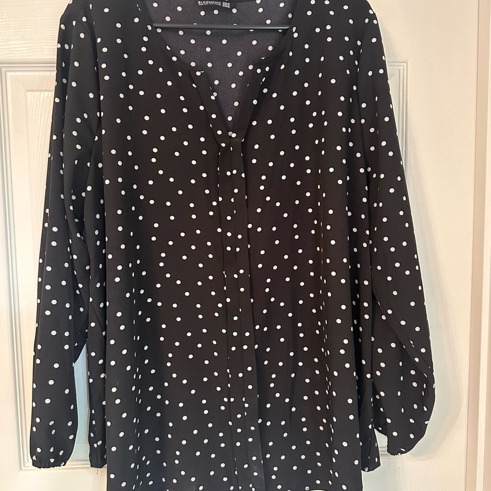 BloomChic Black and White Polka Dot Blouse